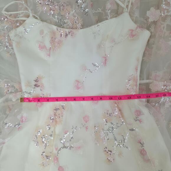 Helsi Adela Floral Tiered Maxi Dress Ivory Pink Sz S NWT Corset Bodice - Picture 7 of 15
